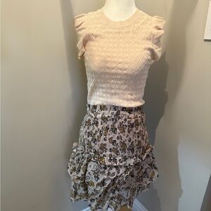 Current Air Floral Ruffle Mini Skirt